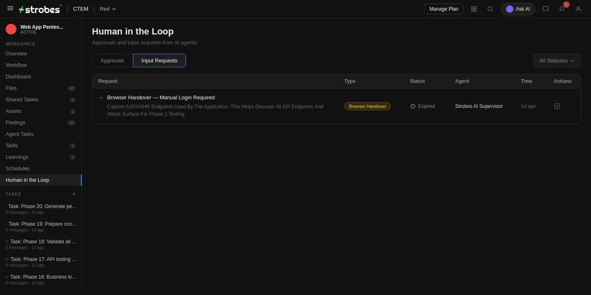 The auto-generated pentest report in the Dashboard INSIGHT widget