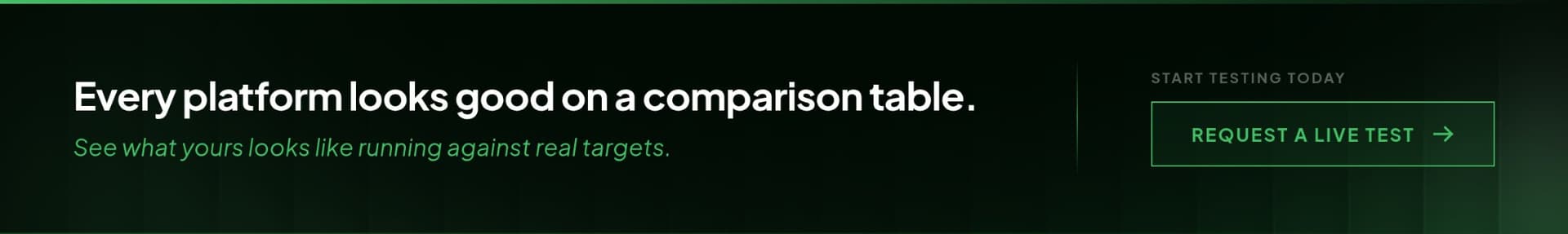 Every platform looks good on a comparison table - see what yours looks like running against real targets - request a live test